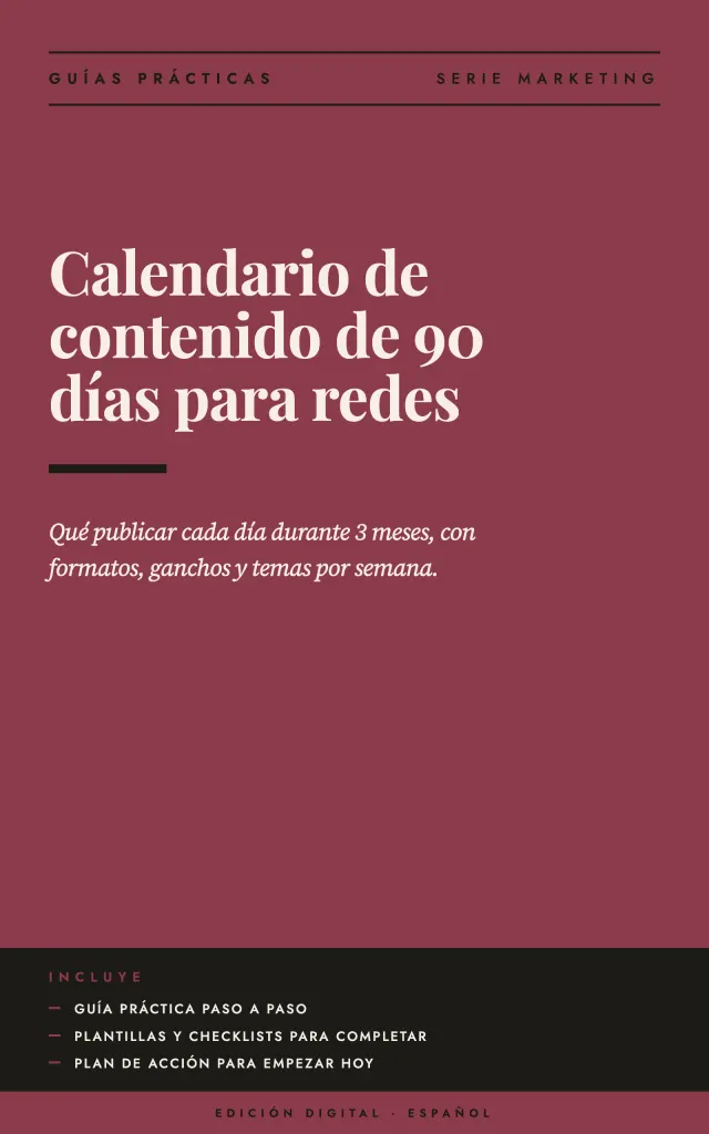 Portada de Calendario de contenido de 90 días para redes