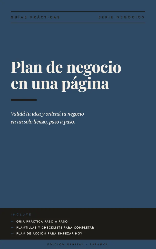 Portada de Plan de negocio en una página